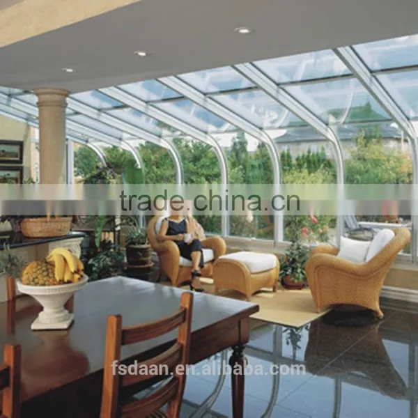 Curved Glass Roof Sunroom or Patio Room With Aluminum Frame