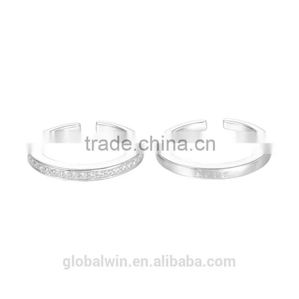 Bali Wedding Ring Crystal Diamonds Engraved Love Custom Wholesale Rings for Engagement Girls photo-2