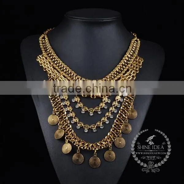 High Quality Vintage Rhinestone Chunky Statement Necklace Tin Alloy Fashion Women Pendant Necklace 6390111 photo-3