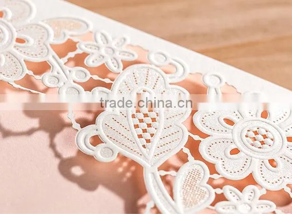 White Silk Tie Laser Cut Wedding Invitation Card photo-2