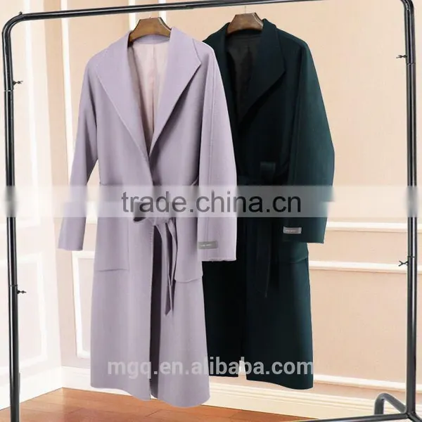 Free Size Wool Coat 100% Wool Long Coat Raglan Two Front Pockets With Belt