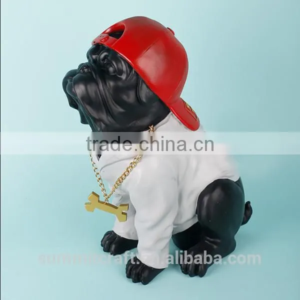 Fashion Hip-hop Style Resin Black Engligh Bulldogs Statue for Sale photo-2