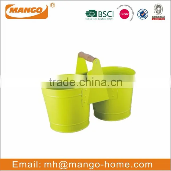 Wire Handle Colorful Powder Coating Metal Flower Double Nursery Pots photo-2