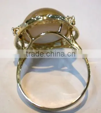 Bowknot Latest Gold Ring Designs Pearl Ring Tahitian Pearl Ring photo-2