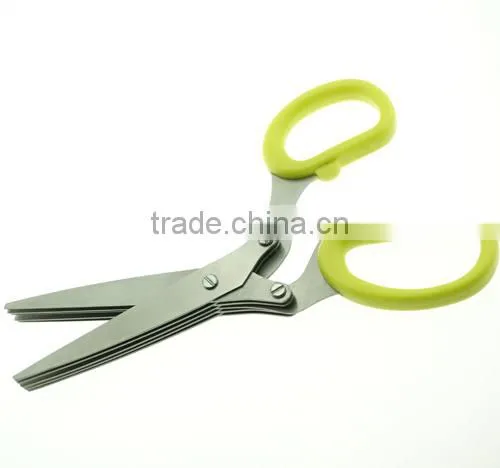 61046 New Design And High Quality Snipping Shearing Plastic Household Kitchen Stainless Steel 5 Blades Herb Scissors photo-2