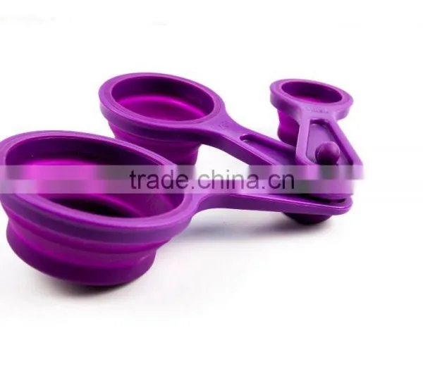 16094 SILICONE MEASURING CUPS SET CUP SPOON KITCHEN TOOL COLLAPSIBLE BAKING COOK photo-3