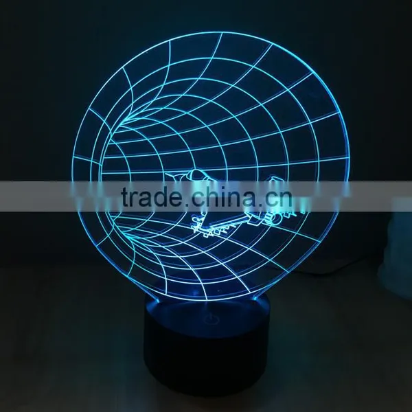 2016 Creative Colorful Touch Panel Round Base Colorful USB 3D Acrylic Lamp Led Night Light for Christmas photo-2