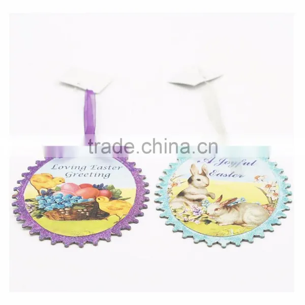4 Style 4.375"x0.125"x5.5"H Different Color Paper Spring Bunny Print Hanger Handicrafts Animal Wall Plaque photo-2