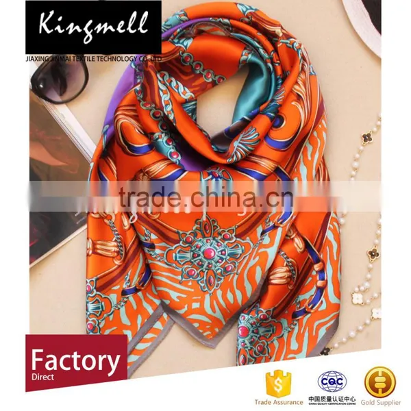 Custom Made Elegant Satin Silk Scarf With 100%silk photo-3