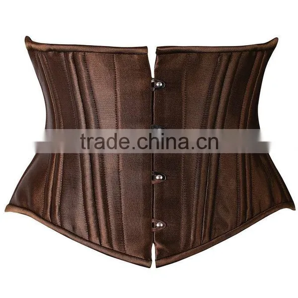Women Short Double Steel Boned Waist Slimming Satin Waist Trainer photo-2