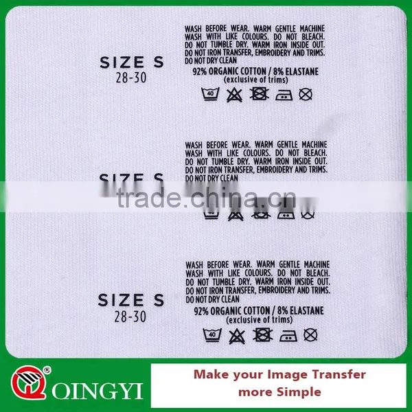 Jiabao Garment Tagless Heat Transfer Clothing Labels