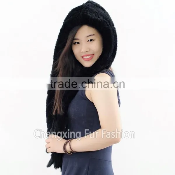 CX-C-41M Woman Winter Warm Rex Rabbit Russian Fur Hat photo-5