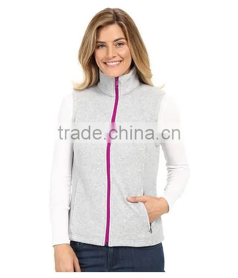 Women Sportwear Comfortable Spring Vest Sleeveless Fleece Sweatshirt With Full Zip photo-3