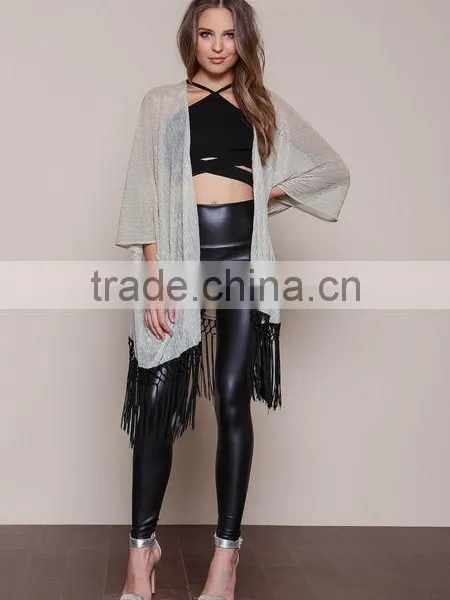 MGOO OEM Services Gold Dust Kimono Cardigan Fashion Tassels Tops Women Sexy Shawl Clothes Loose photo-6