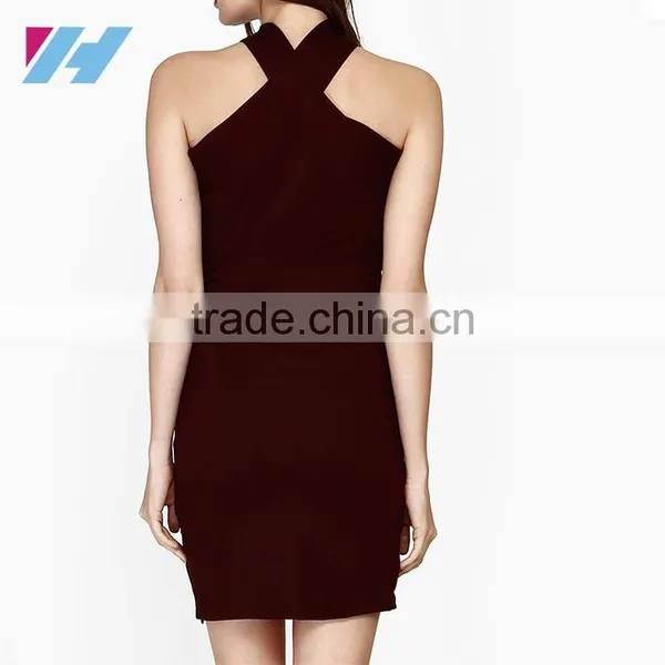 YIHAO New Fashion Short Solid Bodycon Cooktail Party Dress Red Sexy Ladies Bandage Dress photo-2