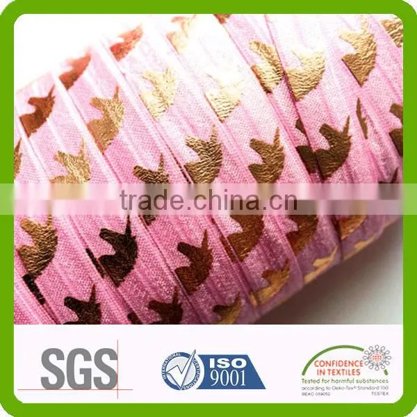 Good Stretch Fold Over Metallic Foil Print Elastic photo-3