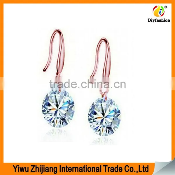 Hot Sell 8mm White Gold Plated Cubic Zricon Stone Earring For Women photo-2