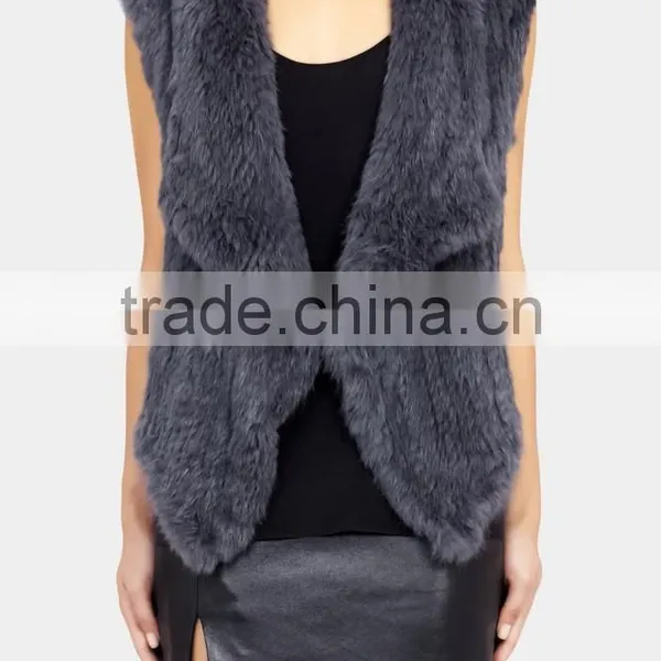 YR827 1*1 Knit Top Quality Fashion Design Factory Quality Ladies Rabbit Fur Gilet photo-6