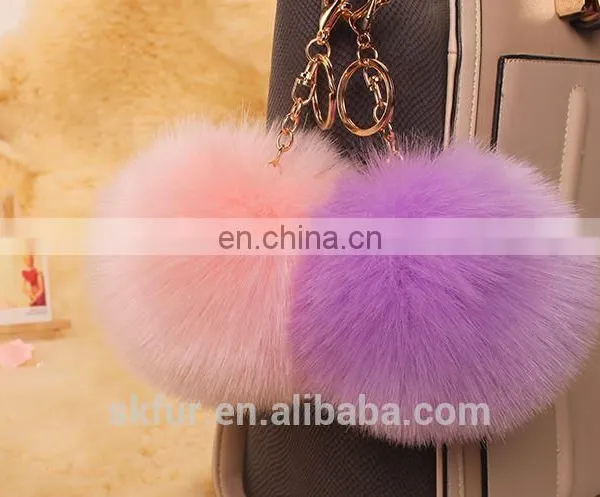 Handmade Colorful Fake Fur Pom Poms Keychain photo-2