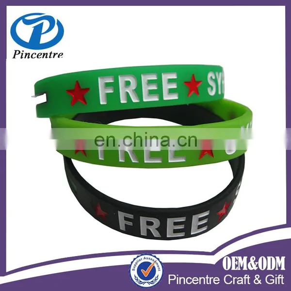 Custom Made Wholesale Syrian Country Flags Silicone Bracelet