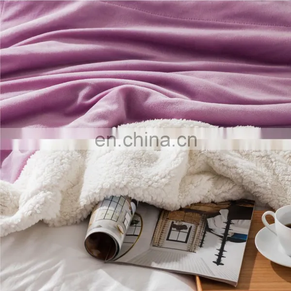Chunky Camping Weighted Soild Llilac Colour Sherpa Blanket For Sale photo-5