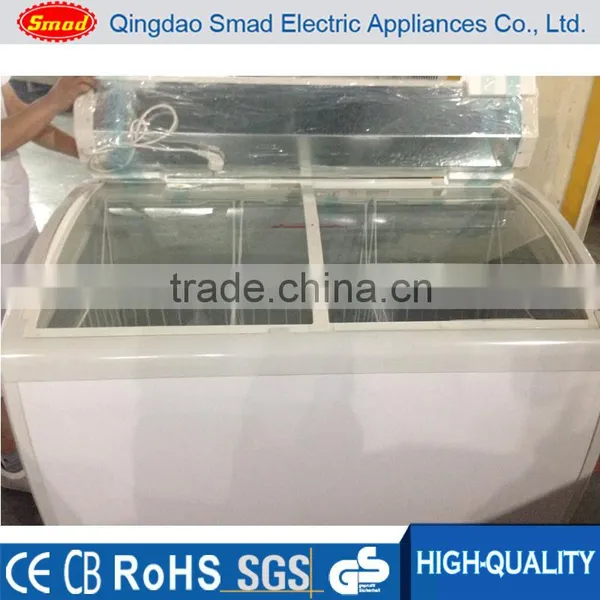 Top Open Sliding Glass Door Chest Freezer With Two Compartments photo-6