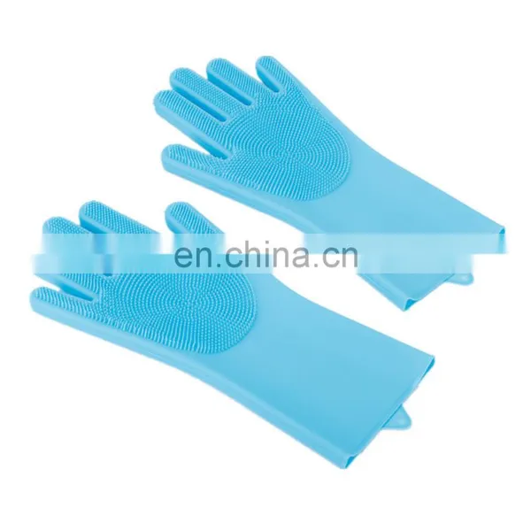 Household Silicone Reusable Easy to Clean Wash The Dishes Magic Dishwashing Cleaning Gloves photo-3