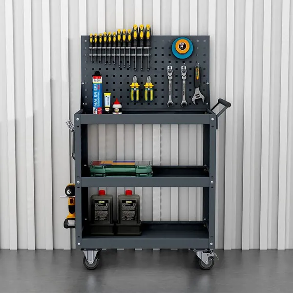 Steel Tool Storage Cart Mobile Workshop Organizer Trolley 100KG Capacity
