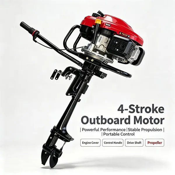 4-Stroke Gasoline Air-cooled Outboard Motor, Anti-corrosion Small Boat Engine, Fishing Boat Stern Mount Trolling Motor, Manufacturer Wholesale