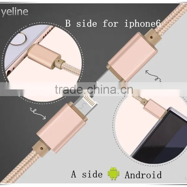 Dual Sided Differ OTG Plug Cotton Weave Cable for MOTO X/E/G photo-2