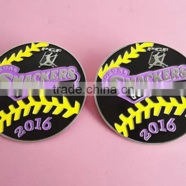 Custom Baseball Lapel Trading Pin, 2016 Smackers Embossed Baseball /Softball Rubber Clutches Enamel Badge photo-2