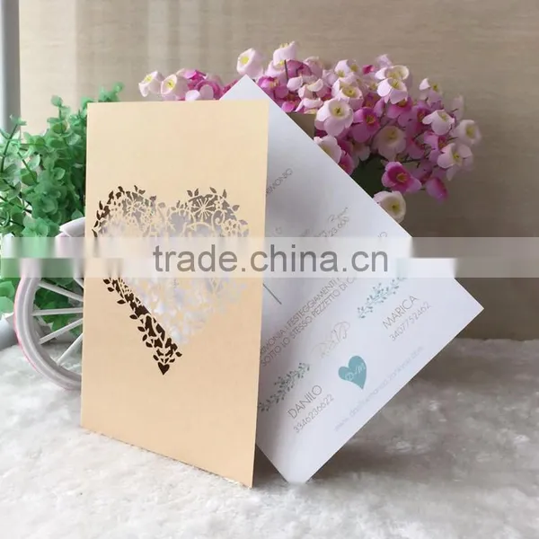 Various Colors Heart Design Laser Cut Wedding Invitation Card Custom Names Front the Invitations Supplier's Choice photo-2