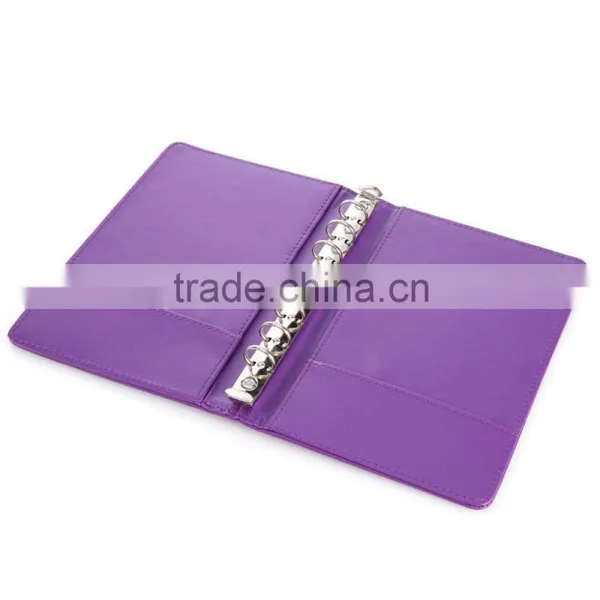 PU Leather Business Card Organizer Holder Book With Purple