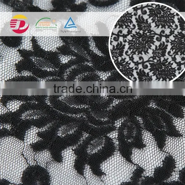 Wholesale Cheap Sexy Black 100 Poly Voile Lace Embroidered Fabric photo-6