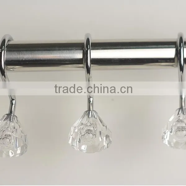 Wholesale Curtain Accessory Metal Curtain Hook,curtain Accessory/Classic Crystal Glass Curtain Finials w/ Metal Curtain Hooks