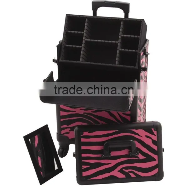 4-Wheel 2-in-1 Rolling Makeup Case With Easy-Slide and Extendable Trays, Includes Removable Tray and Extra Lid, 31-Inch, Smooth photo-5
