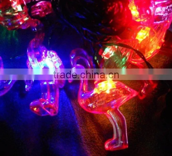 free shipping Colorful solar christmas light 10 Flamingo Led +4.5M lenght Cable using for christmas,festival decoration