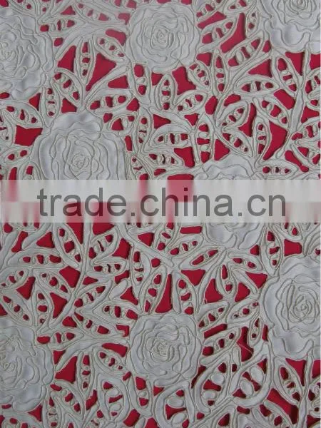 Rose Flowers Satin Lace Fabric With Cording