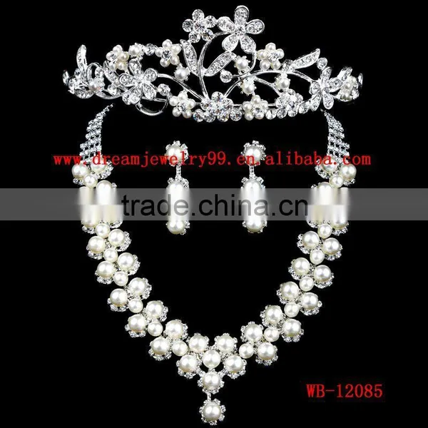 New Design 3 Pieces Wedding Pearl Jewelry Set
