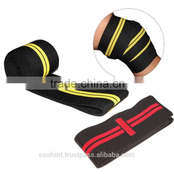 Blue With Black Stripes Knee Wraps Ci-2506-13, Weight Lifting Lifter Knee Wraps,