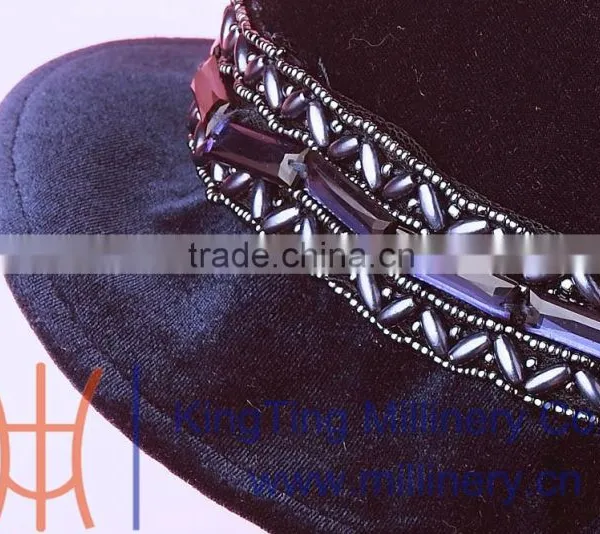 Womens Royal Blue Velvet Bridal Hats photo-5