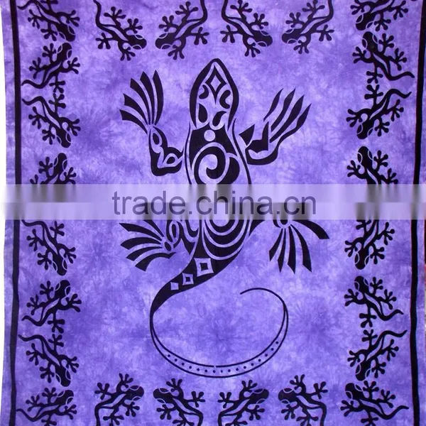 Indian Lizard Print Tapestry Wall Hanging Wild Life Cotton Double Bedspread Wall Decor Art photo-4