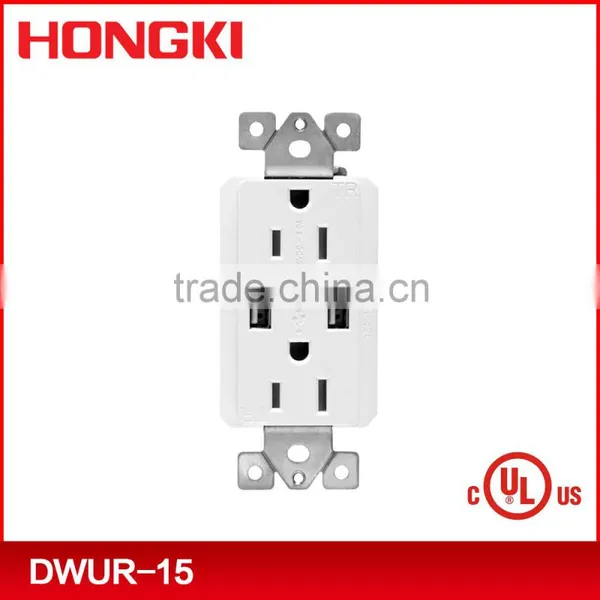 UL CUL Listed 120V 15A 60HZ USB Wall Socket