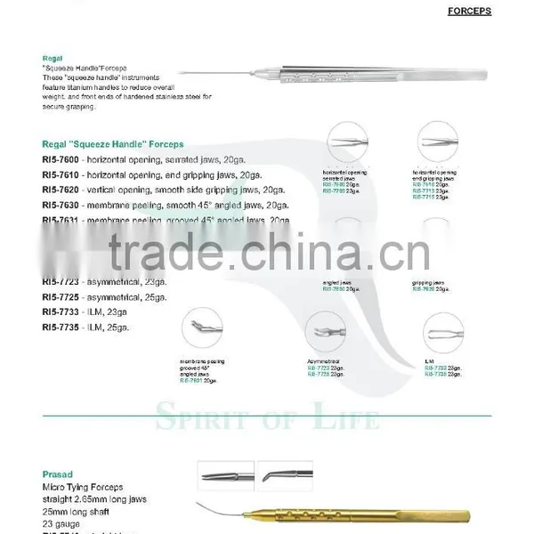 Regal "Squeeze Handle" Forceps 20g, 23g, 25g, 27g
