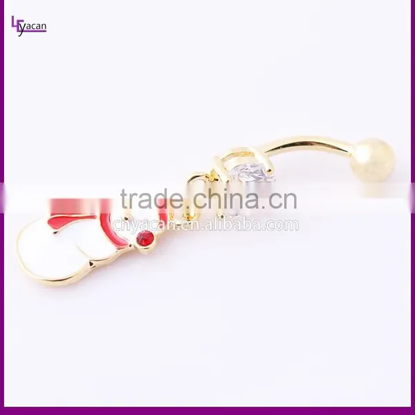 316L Stainless Steel Cz Paved Snowman Charm Navel Piercing Gold photo-4