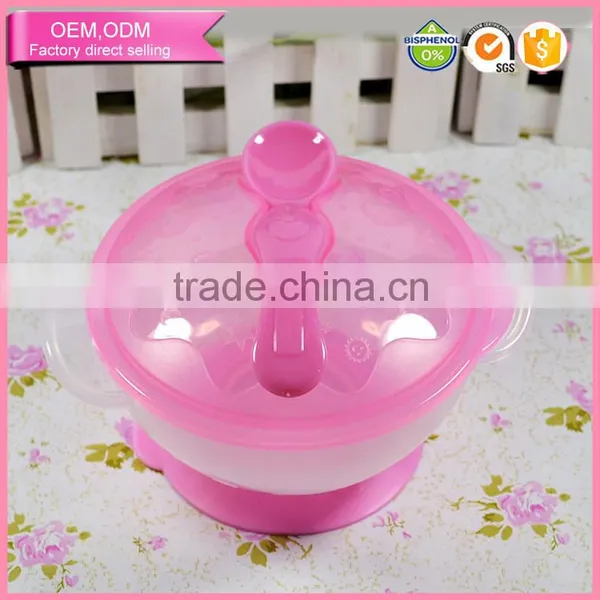 Stay Put Children Food Feeder Sets Suction Plastic Baby Feeding Bowl With Spoon photo-3