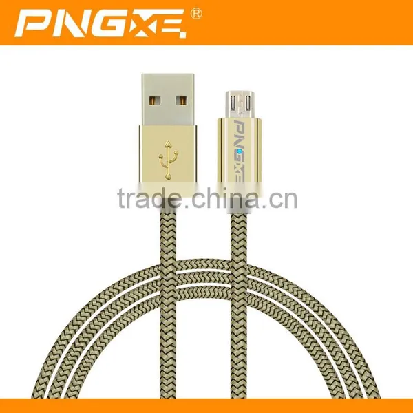 PNGXE 2015 Newest Coming Zinc Alloy Braided Super Fast Charging Led Micro Usb Cable Support For IOS9 System photo-5
