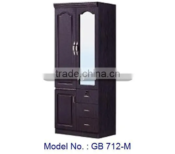 Wardrobe With Mirror 2 Doors Wooden Closet Furniture, 2 Door Wardrobe With Mirror, Cheap Bedroom Furniture, Malaysia Furniture