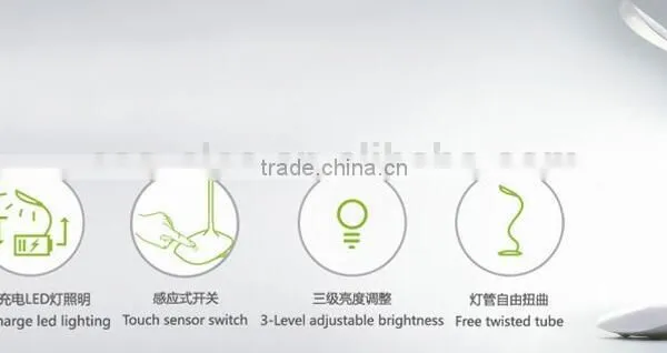 14 LED Rechargeable Dimmable Touch Sensor LED Book Reading Light Brightness Adjustable Table Lamp photo-4
