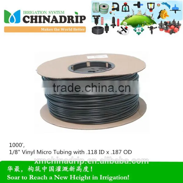 Drip Irrigation 1/8" Vinyl Micro Tubing Drip Pipe With .118 ID x .187 OD